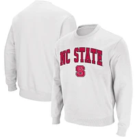 Men's Colosseum White NC State Wolfpack Arch & Logo Crew Neck Sweatshirt