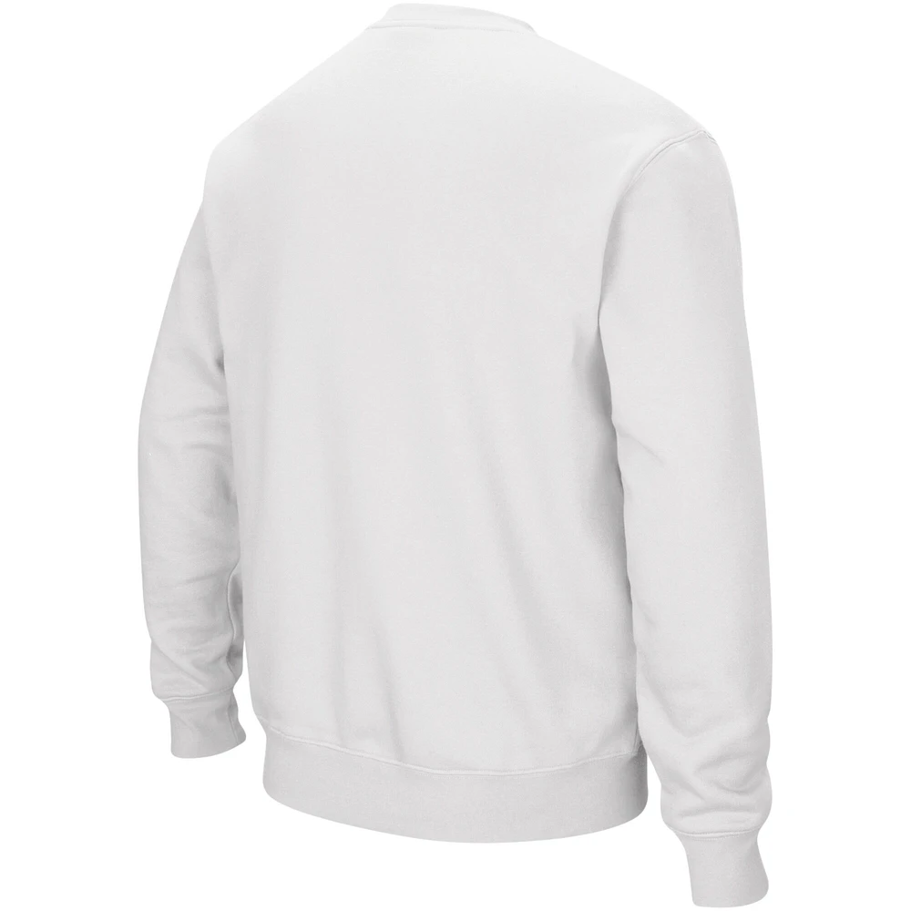 Men's Colosseum White NC State Wolfpack Arch & Logo Crew Neck Sweatshirt