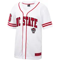 Men's Colosseum White NC State Wolfpack Free Spirited Mesh Button-Up Baseball Jersey