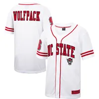 Men's Colosseum White NC State Wolfpack Free Spirited Mesh Button-Up Baseball Jersey