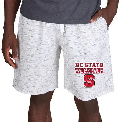 NC State Wolfpack Concepts Sport Alley Fleece Shorts - White/Charcoal