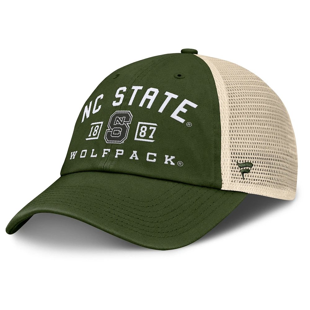 Men's Fanatics Olive NC State Wolfpack OHT Military Appreciation Frontier Trucker Adjustable Hat