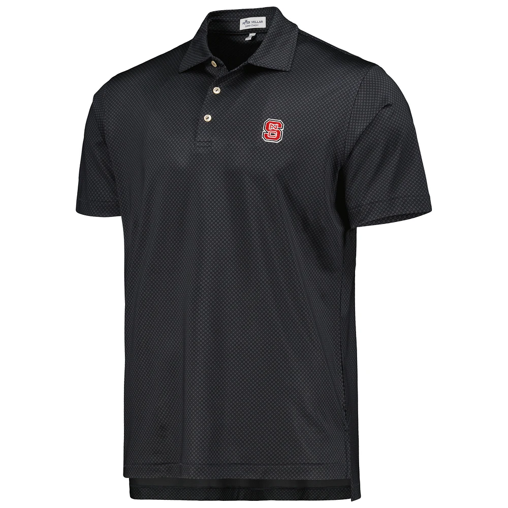 Polo en jersey Peter Millar pour homme noir NC State Wolfpack Dolly Performance