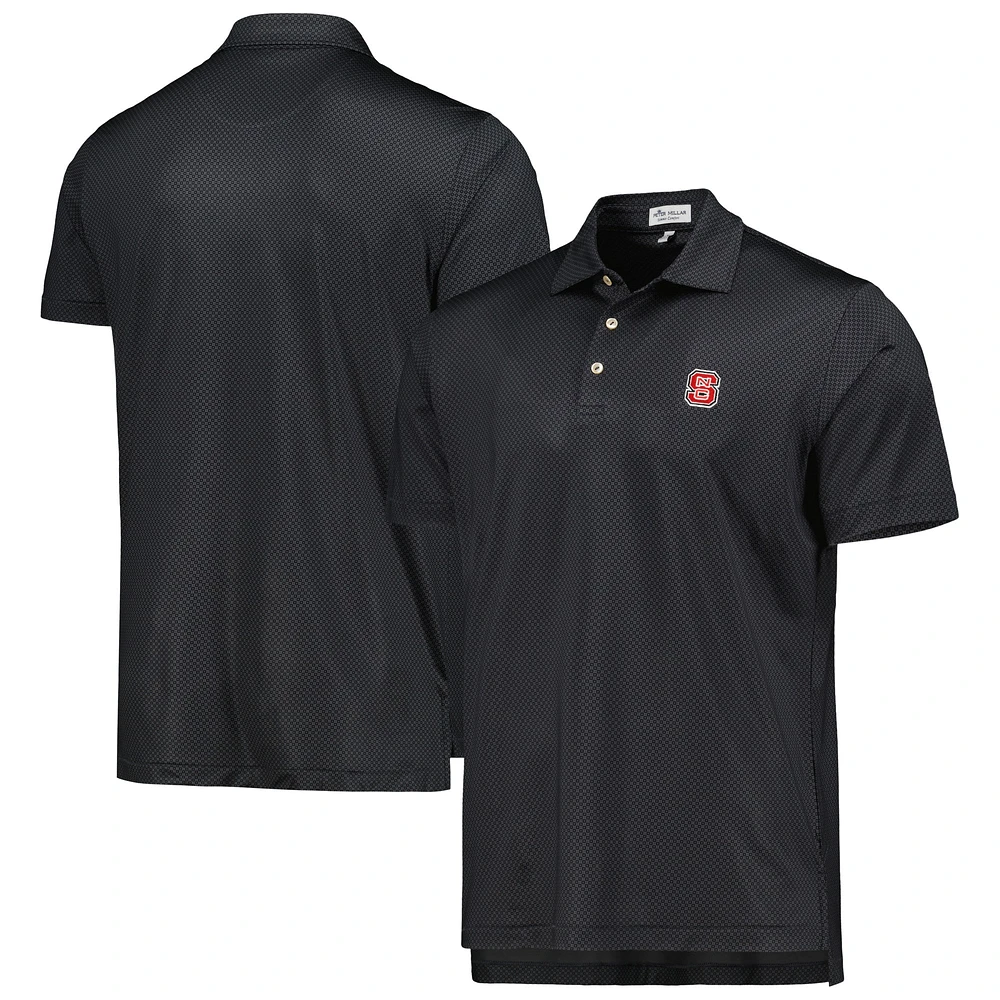 Polo en jersey Peter Millar pour homme noir NC State Wolfpack Dolly Performance