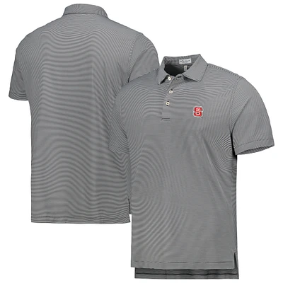 Men's Peter Millar Black NC State Wolfpack Jubilee Striped Performance Jersey Polo