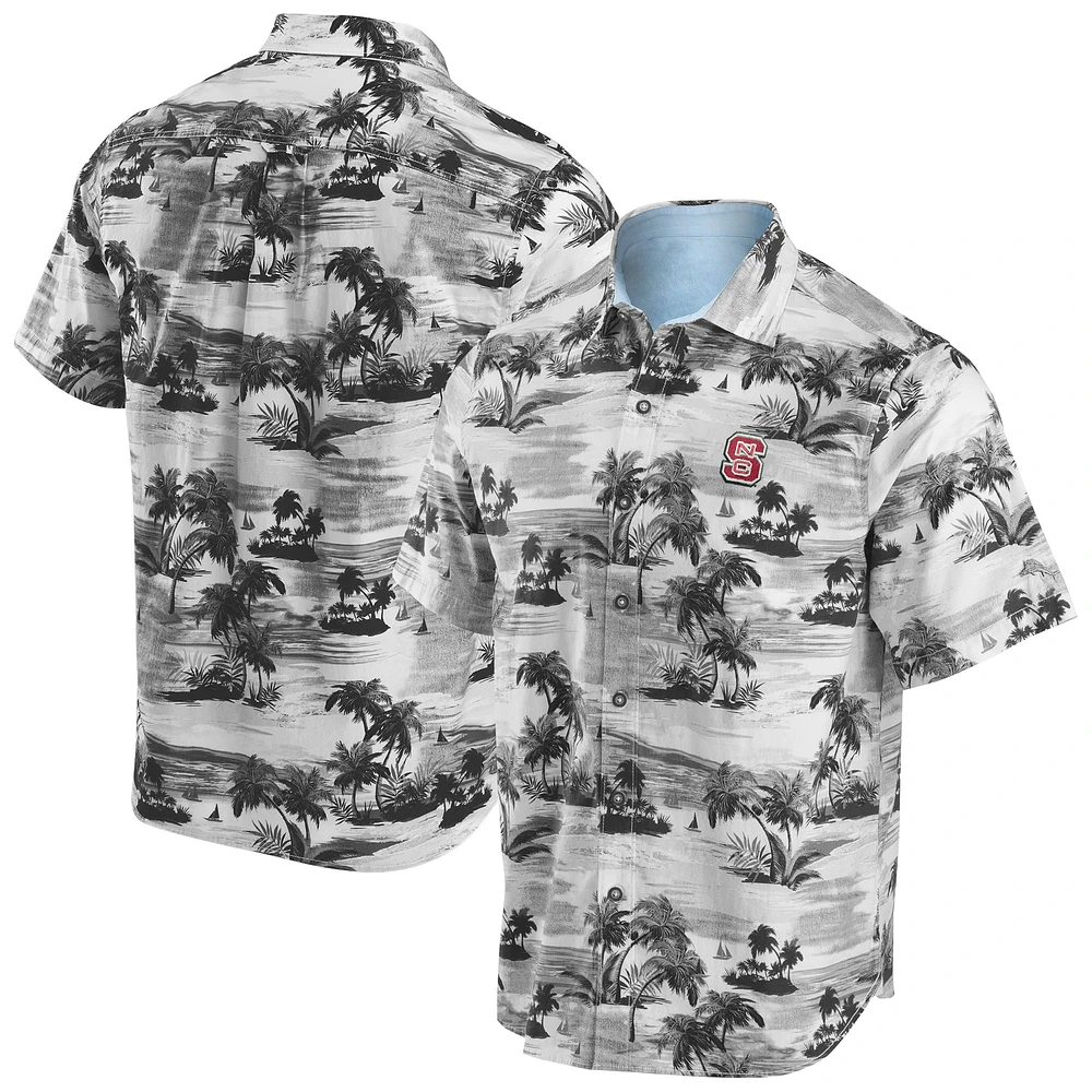 Chemise boutonnée Tommy Bahama Texas Black NC State Wolfpack Tropical Horizons pour hommes