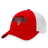 Men's Top of the World Red/White NC State Wolfpack Breakout Trucker Snapback Hat