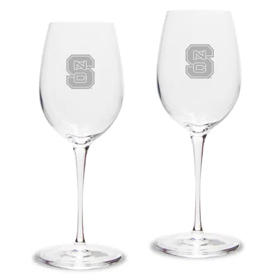 NC State Wolfpack 2-Piece 12oz. Luigi Bormioli Titanium White Wine Glass Set