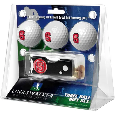 NC State Wolfpack 3-Pack Golf Ball Gift Set with Spring Action Divot Tool