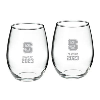NC State Wolfpack Class of 2023 21oz. 2-Piece Stemless Wine Glass Set