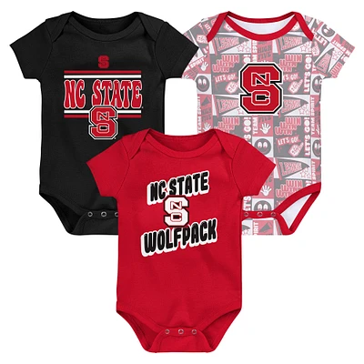 Newborn Red NC State Wolfpack Sunday Comics 3-Pack Bodysuit Set