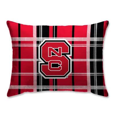 NC State Wolfpack 20'' x 26'' Plaid Sherpa Bed Pillow - Red