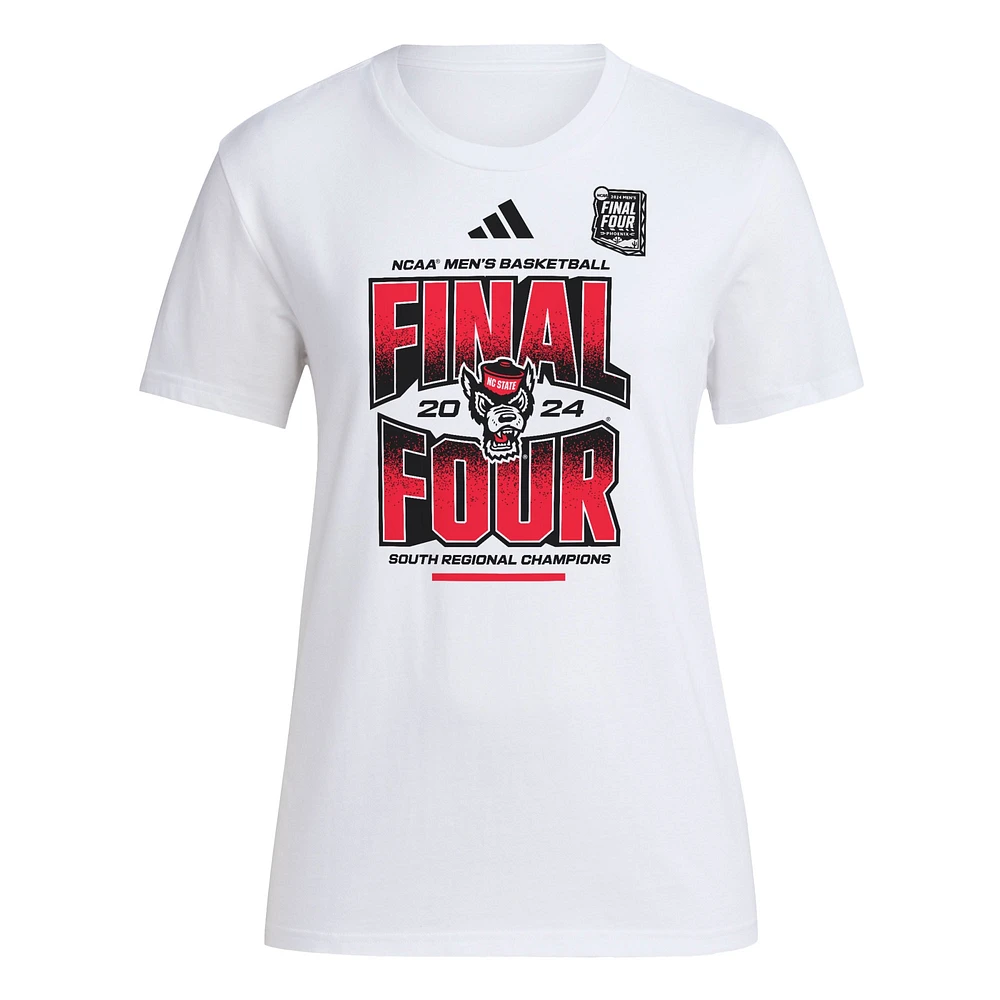 T-shirt adidas blanc NC State Wolfpack 2024 NCAA pour hommes du tournoi de basket-ball March Madness Final Four Locker Room