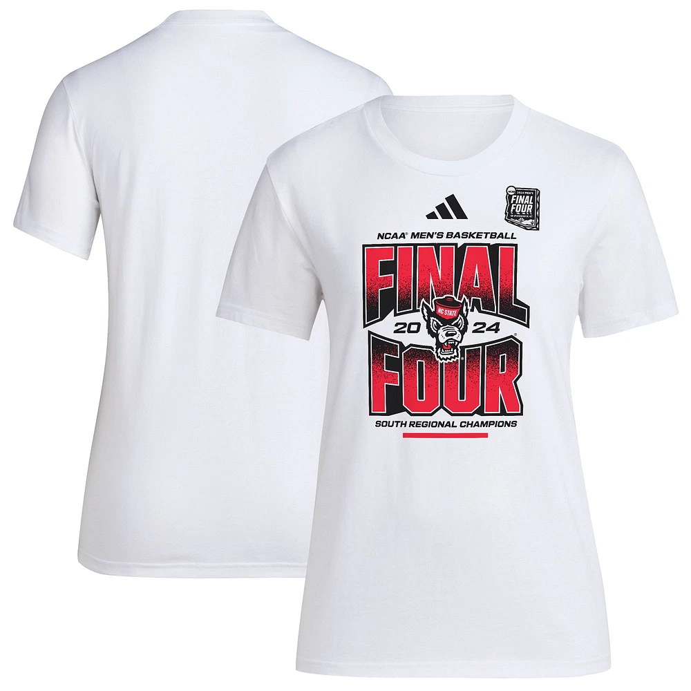 T-shirt adidas blanc NC State Wolfpack 2024 NCAA pour hommes du tournoi de basket-ball March Madness Final Four Locker Room