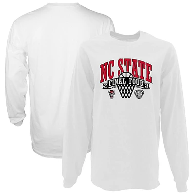 T-shirt surdimensionné à manches longues pour femmes, bleu 84 blanc NC State Wolfpack 2024 NCAA Women's Basketball Tournament March Madness Final Four