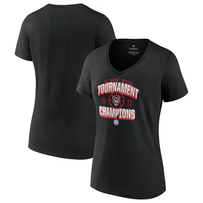 NC State Wolfpack Fanatics Branded Women's 2022 ACC Basketball Conference Tournament Champions V-Neck T-Shirt - Black