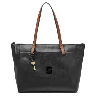 NC State Wolfpack Fossil Women's Leather Rachel Tote - Black