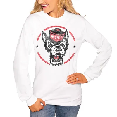 NC State Wolfpack Women's End Zone Long Sleeve T-Shirt - White