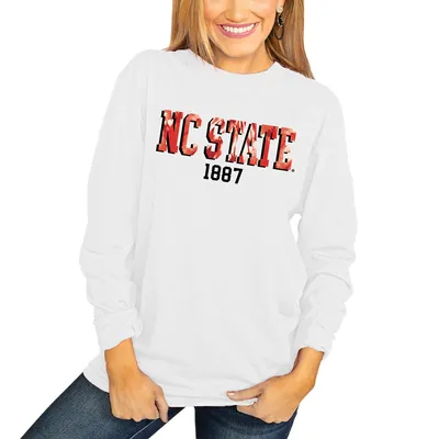 NC State Wolfpack Women's No Time to Tie Dye Long Sleeve T-Shirt - White