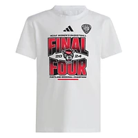 T-shirt pour jeunes adidas White NC State Wolfpack 2024 NCAA Women's Basketball Tournament March Madness Final Four Locker Room