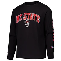 Youth Champion Black NC State Wolfpack Distressed Arch Over Logo Long Sleeve T-Shirt