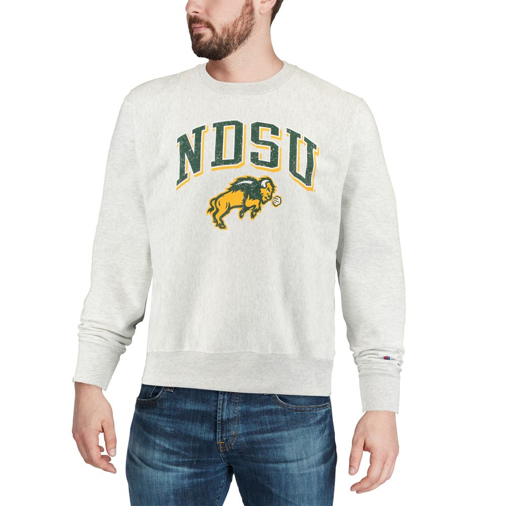 Men's Champion Gray NDSU Bison Arch Over Logo Reverse Weave Pullover Sweatshirt