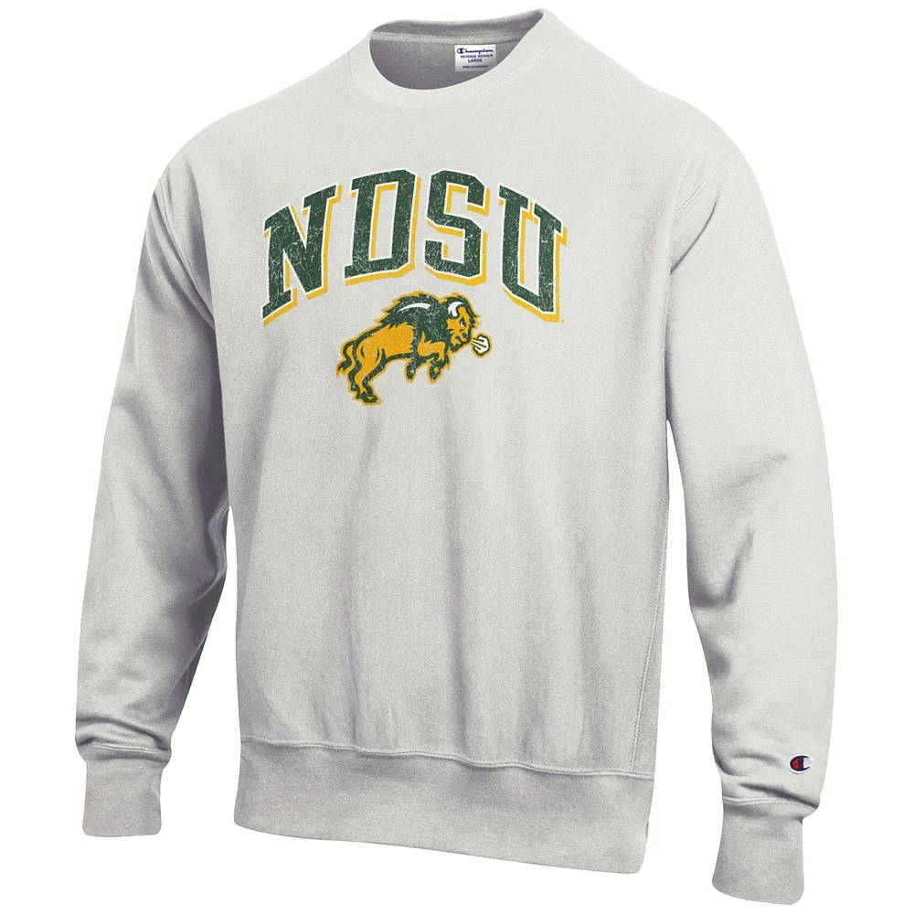 Men's Champion Gray NDSU Bison Arch Over Logo Reverse Weave Pullover Sweatshirt