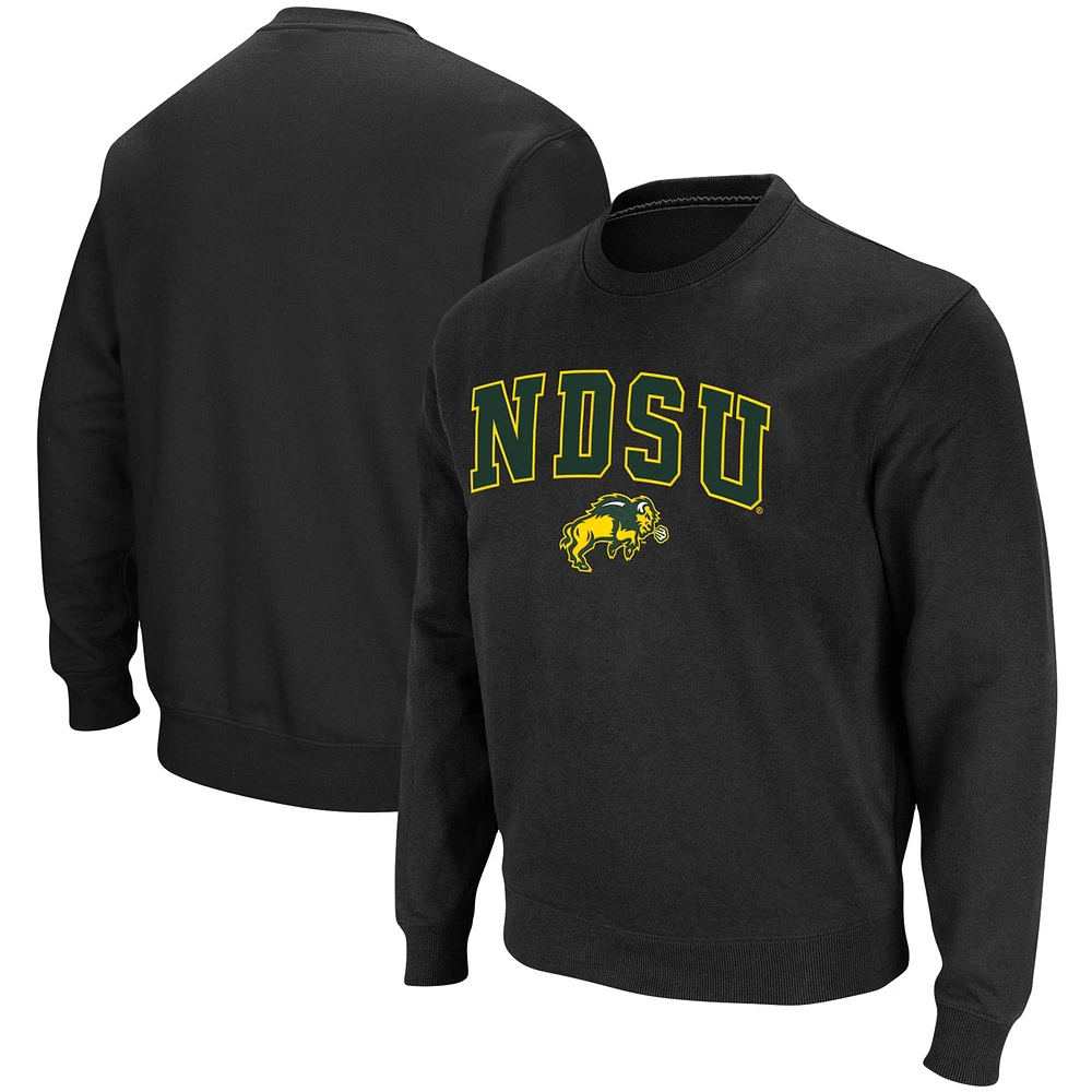 Men's Colosseum Black NDSU Bison Arch & Logo Tackle Twill Pullover Sweatshirt