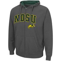 Men's Colosseum Charcoal NDSU Bison Arch & Logo 3.0 Full-Zip Hoodie