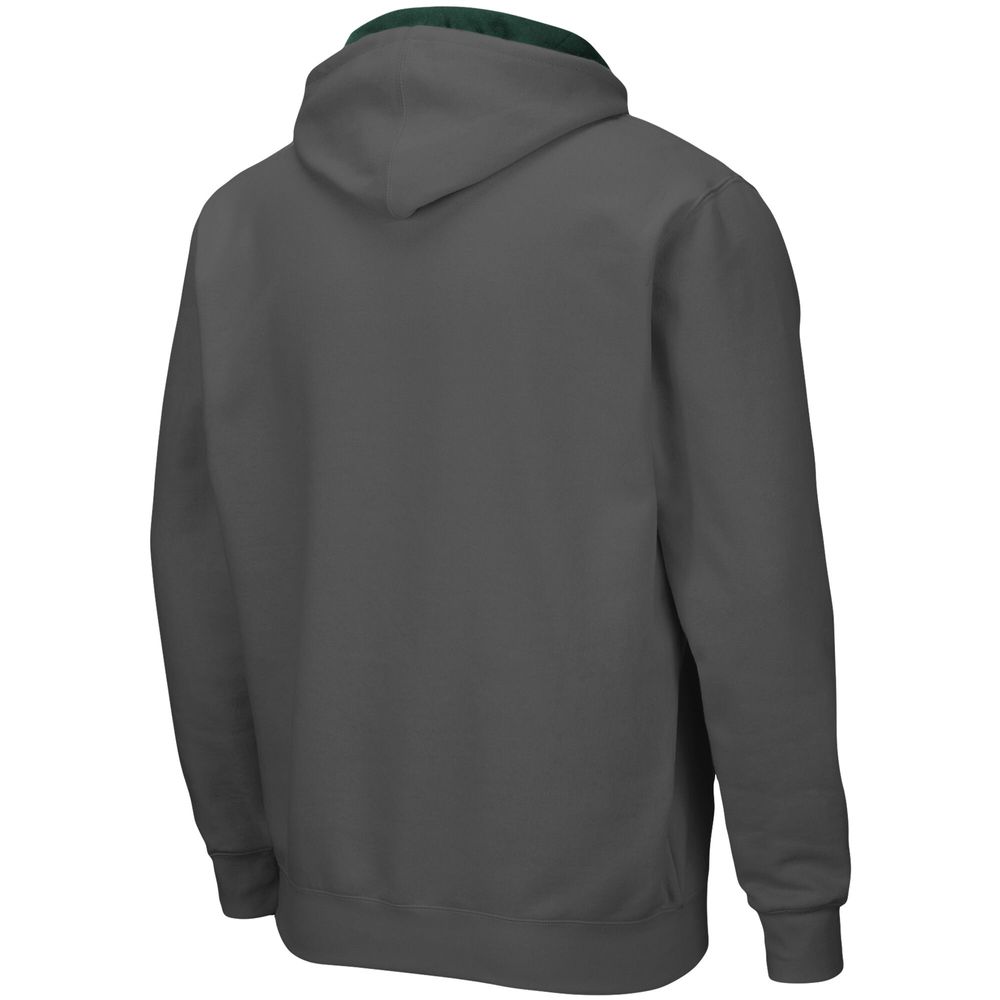 Men's Colosseum Charcoal NDSU Bison Arch & Logo 3.0 Full-Zip Hoodie