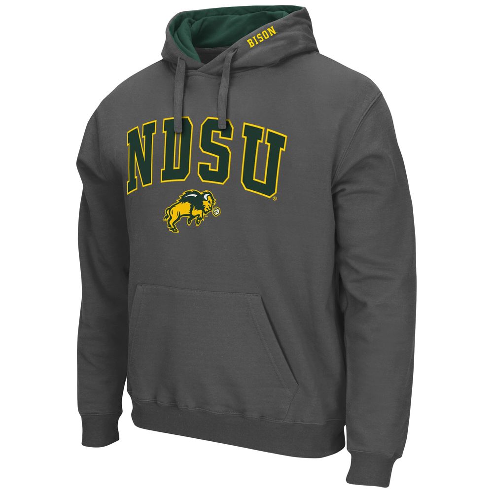 Men's Colosseum Charcoal NDSU Bison Arch and Logo Pullover Hoodie