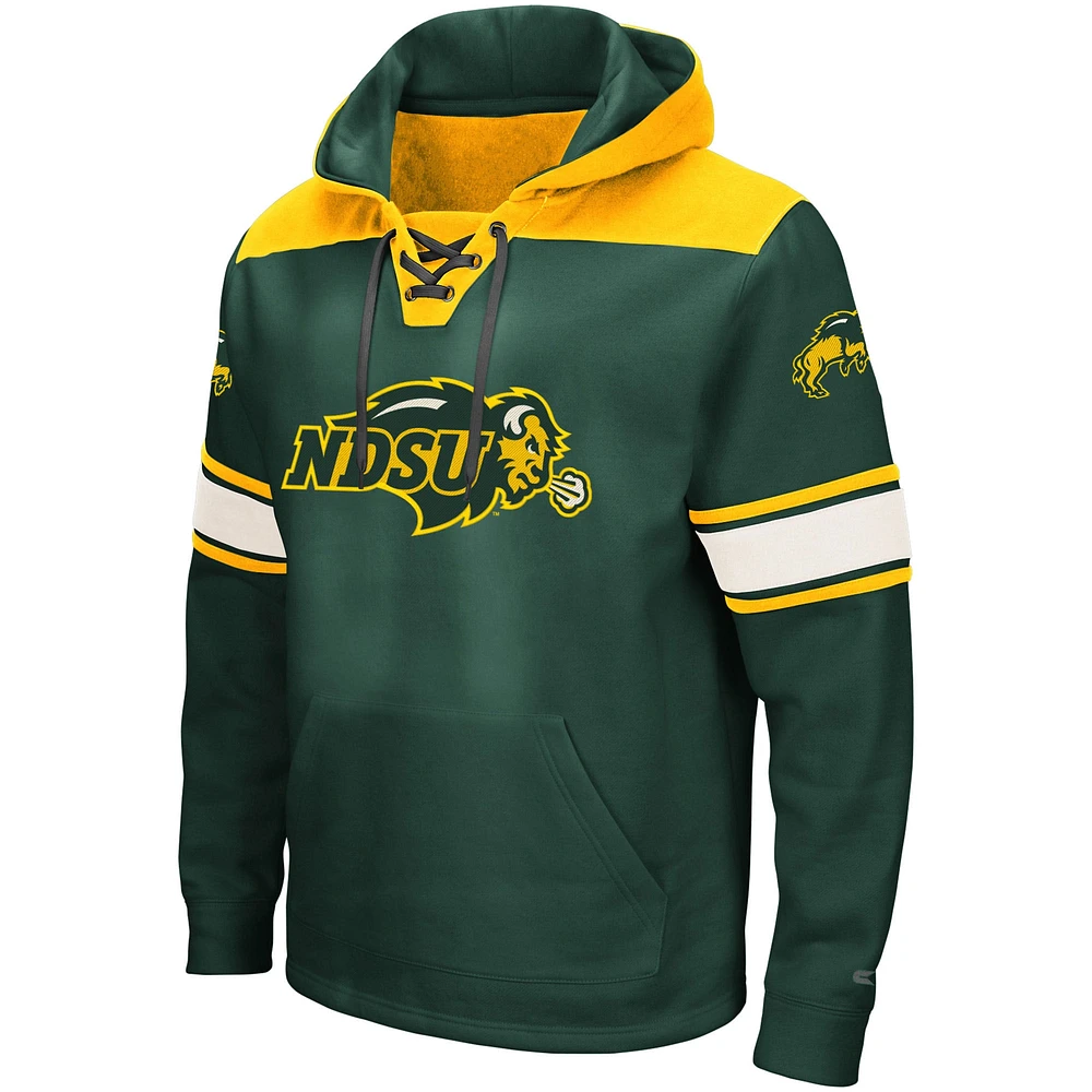 Men's Colosseum Green NDSU Bison 2.0 Lace-Up Pullover Hoodie