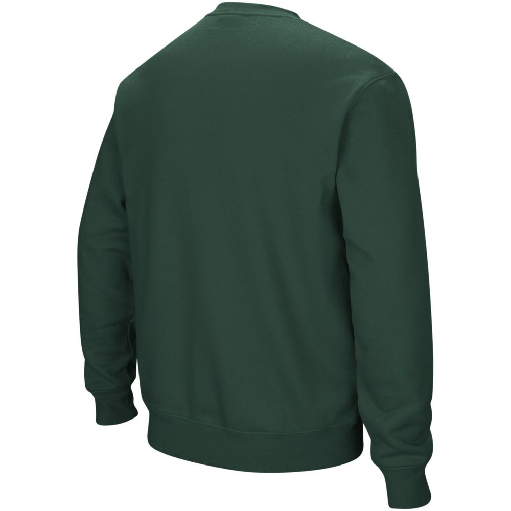 Men's Colosseum Green NDSU Bison Arch & Logo Crew Neck Sweatshirt