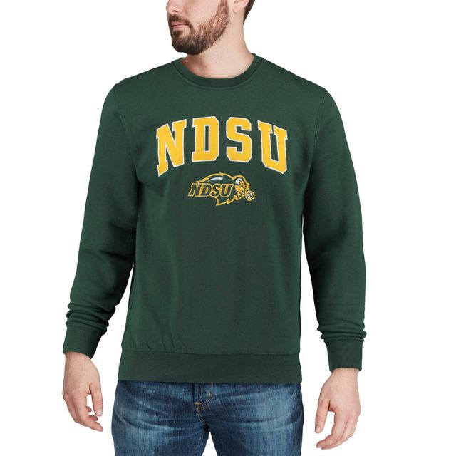 Colosseum Green NDSU Bison Arch & Logo Crew Neck Sweatshirt Homme