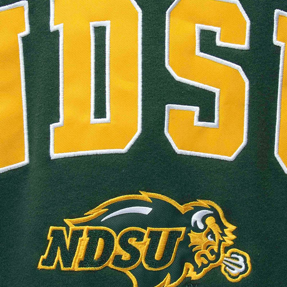 Men's Colosseum Green NDSU Bison Arch & Logo Crew Neck Sweatshirt