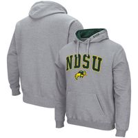 Men's Colosseum Heathered Gray NDSU Bison Arch and Logo Pullover Hoodie