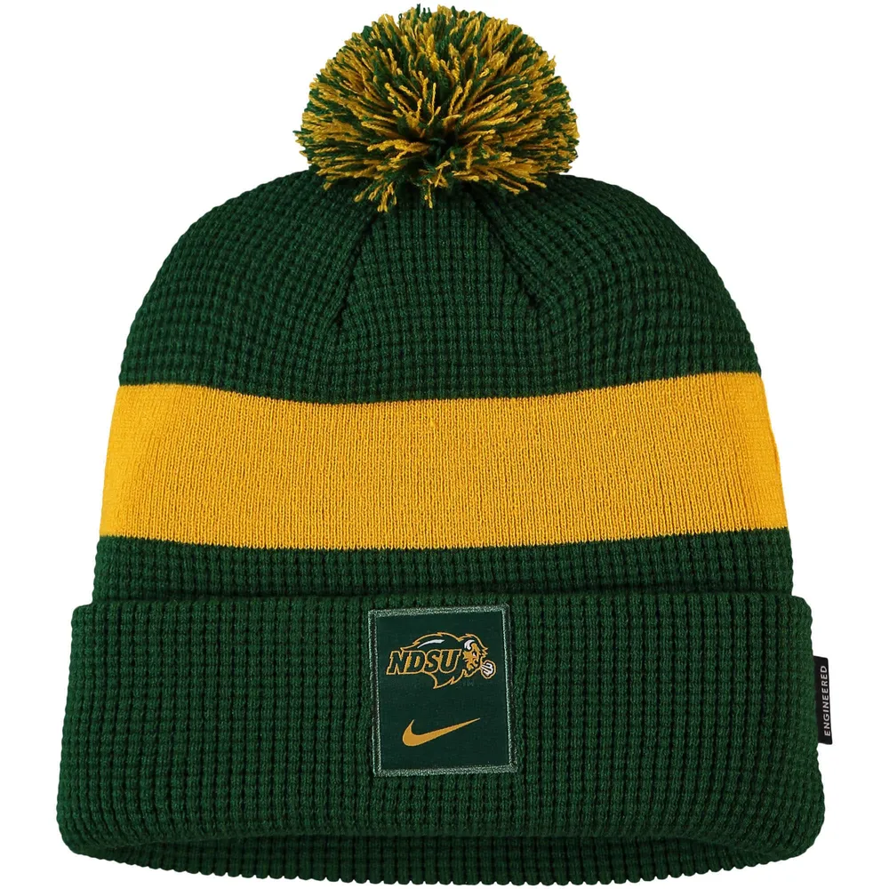 Bonnet Nike Vert NDSU Bison Logo Sideline Cuffed Knit pour Homme avec Pom