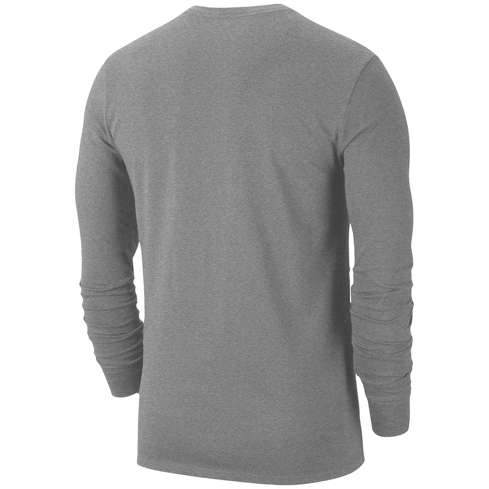 T-shirt à manches longues Nike NDSU Bison gris chiné pour homme