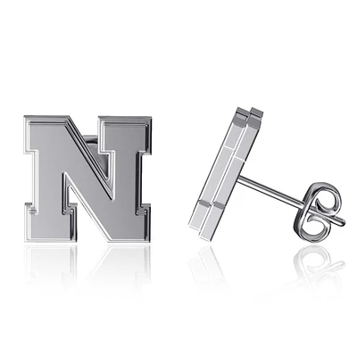 Dayna Designs Nebraska Huskers Team Logo Silver Post Earrings