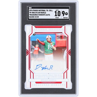 Dylan Raiola Nebraska Huskers Autographed 2024 Panini National Treasures Collegiate Silver Treasured Moments Autograph #TM-DRA #/99 SGC Authenticated 9/10 Card