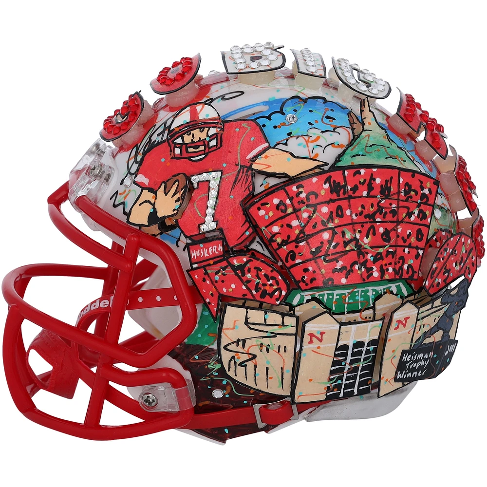 Eric Crouch Nebraska Huskers Autographed Riddell Speed Mini Helmet with "2001 Heisman" Inscription - Art by Charles Fazzino - XP14013019