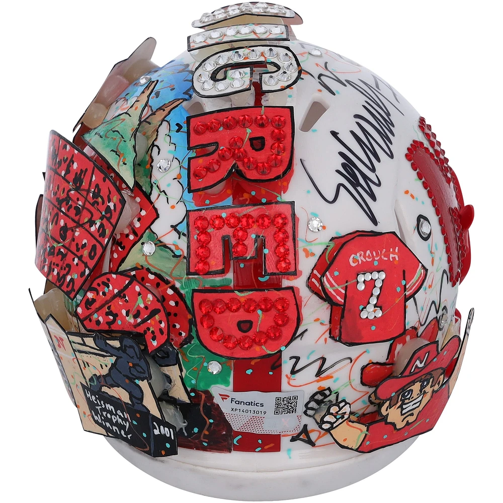 Eric Crouch Nebraska Huskers Autographed Riddell Speed Mini Helmet with "2001 Heisman" Inscription - Art by Charles Fazzino - XP14013019