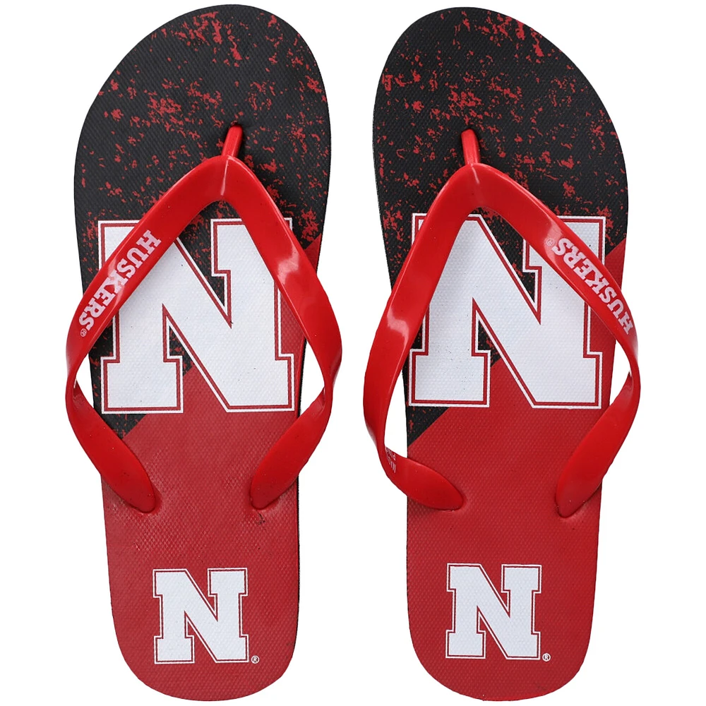 FOCO Nebraska Huskers Big Logo Flip-Flops