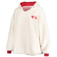 FOCO Scarlet/White Nebraska Huskers Sherpa Big Logo Gradient Reversible Hoodeez