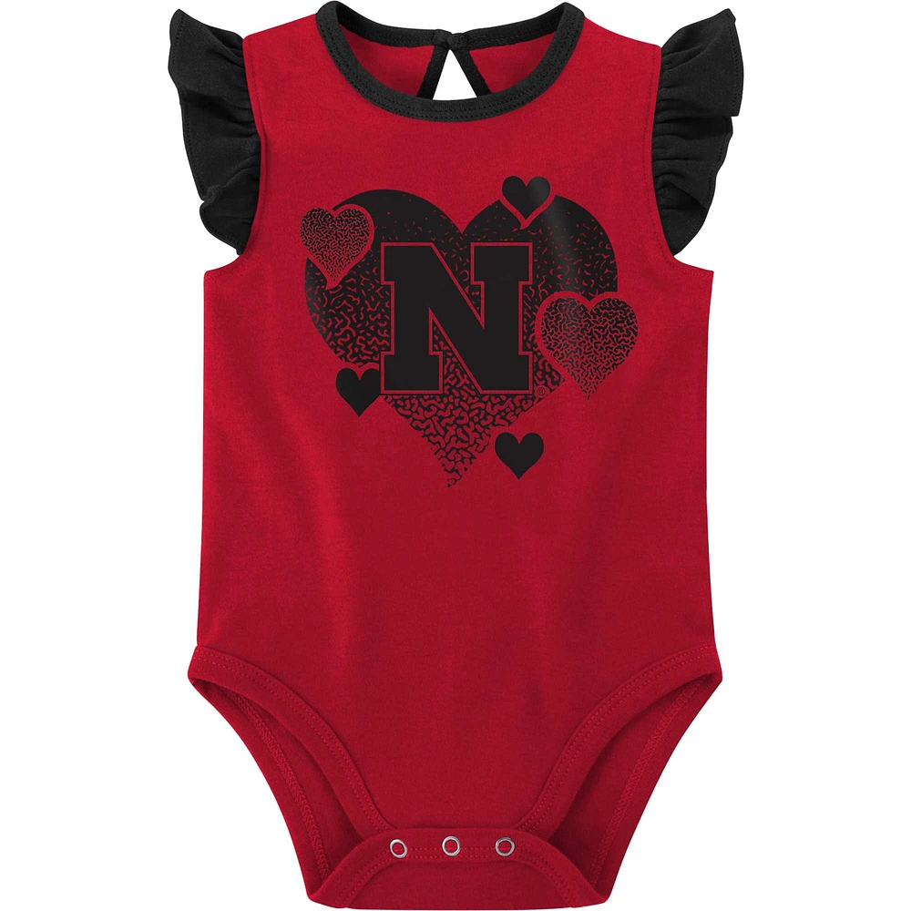 Lot de 2 bodys pour nouveau-nés et nourrissons Scarlet/Black Nebraska Huskers Spread the Love