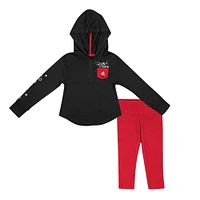 Girls Toddler Colosseum Black/Scarlet Nebraska Huskers Most Delightful Way Long Sleeve Hoodie T-Shirt & Leggings Set