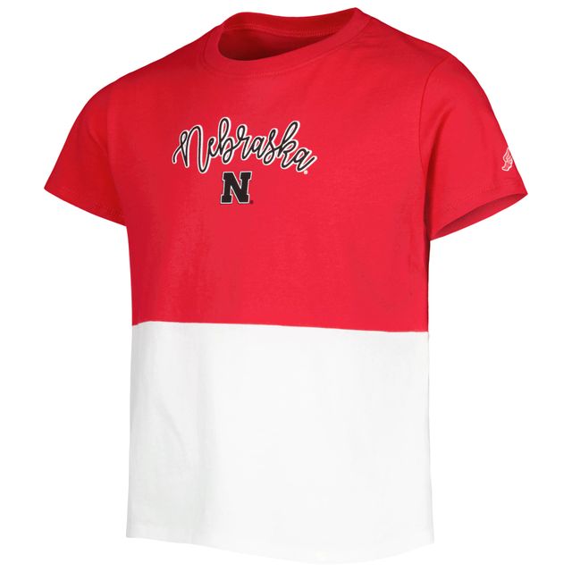 T-shirt à couleurs contrastées Nebraska Huskers écarlate/blanc de la ligue collégiale jeunesse pour filles