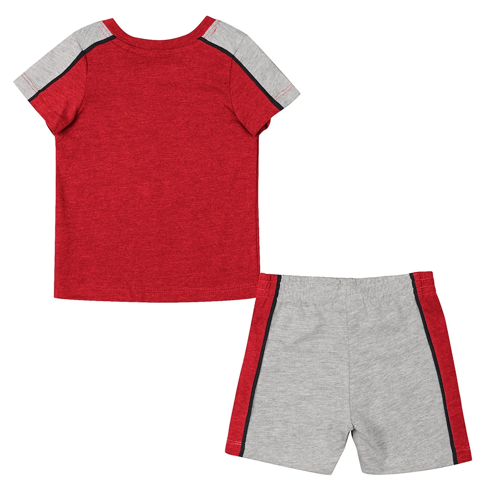 Ensemble T-shirt et short Colosseum Scarlet/Heather Grey Nebraska Huskers Norman pour bébé