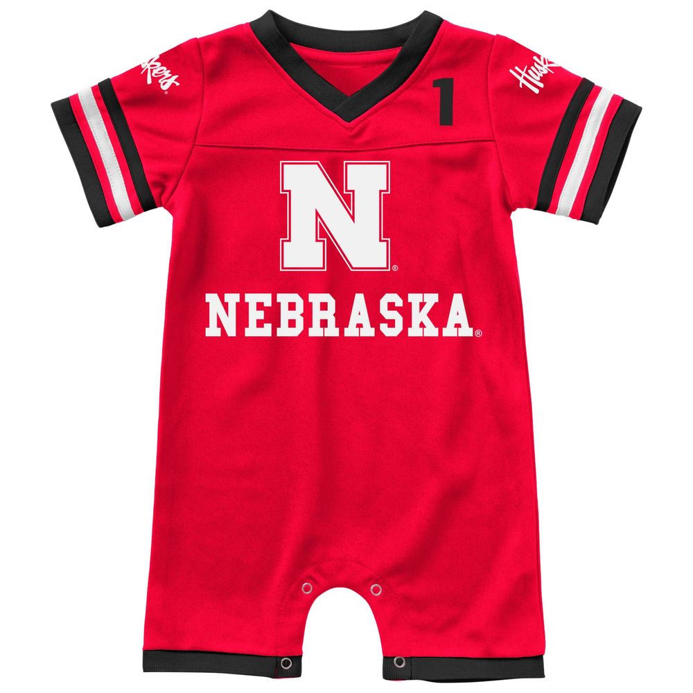 Infant Colosseum Scarlet Nebraska Huskers Bumpo Football Romper