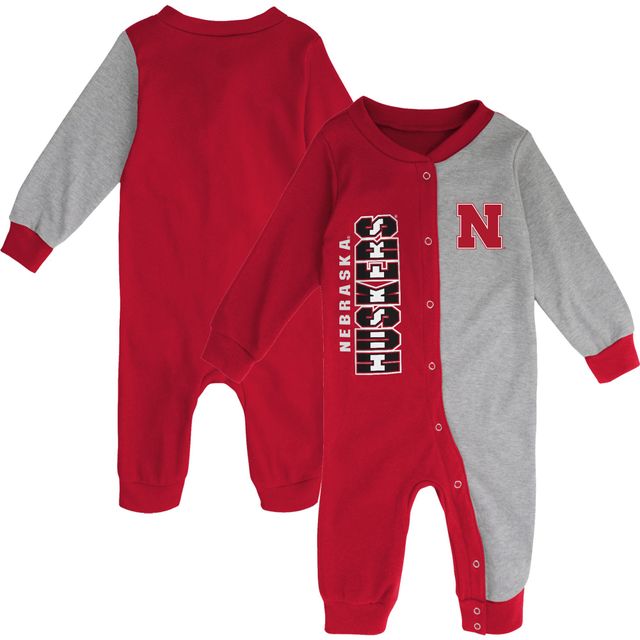 Dormeuse bicolore à mi-temps des Nebraska Huskers pour bébé écarlate/gris chiné